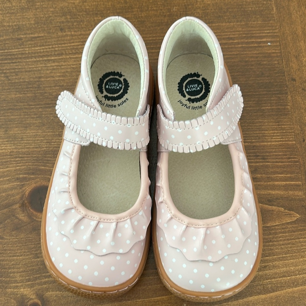 Livie & Luca pink polka dot Mary Jane, size 1, worn once